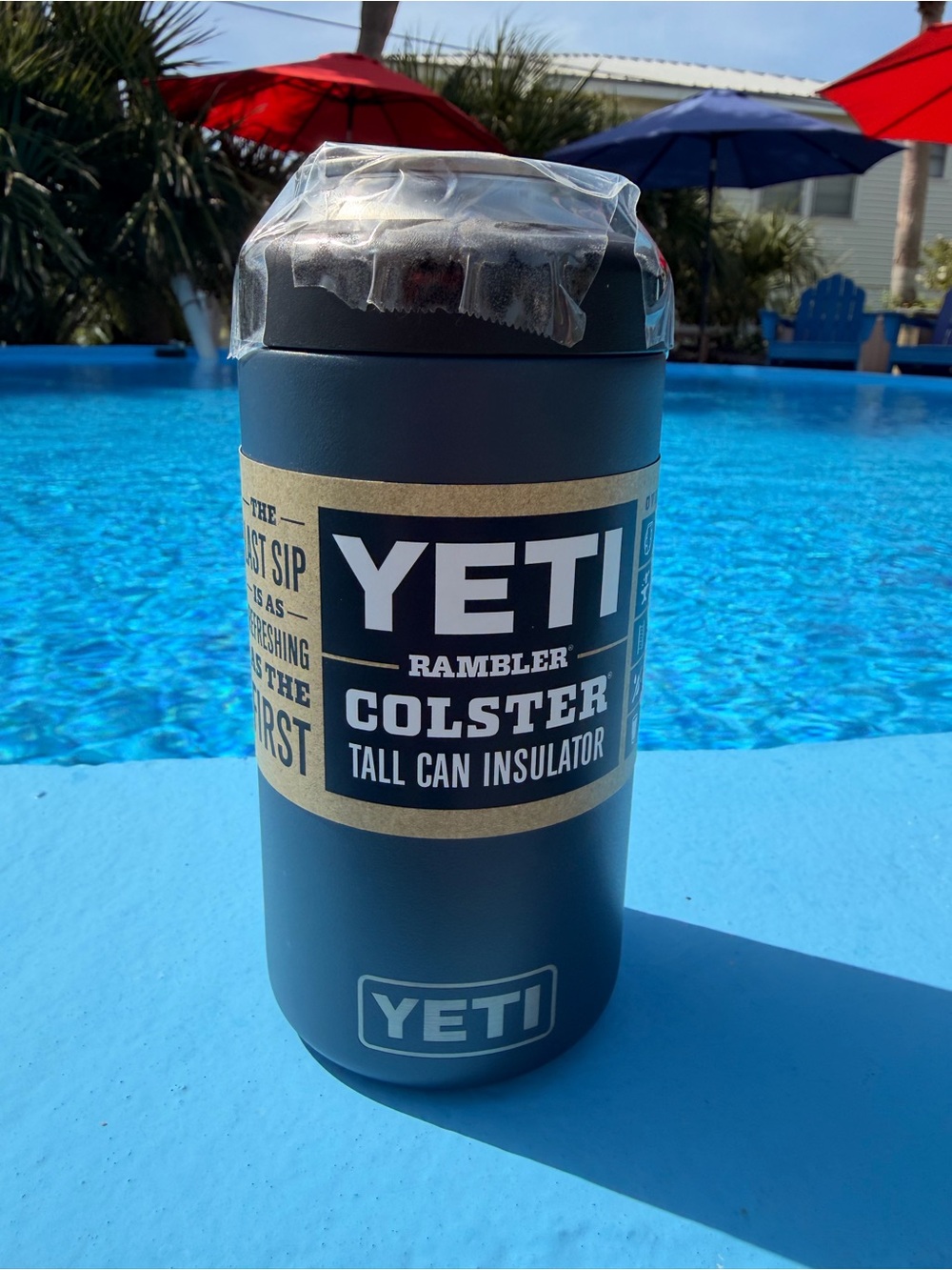 YETI Navy Blue Rambler Colster Tall Can Insulator